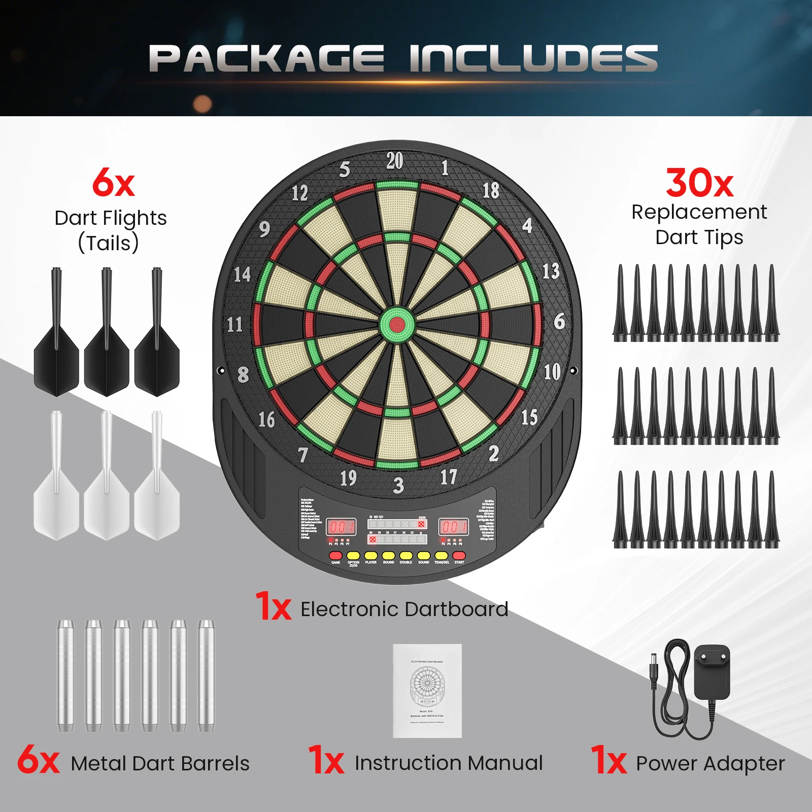 Elektronische Dartscheibe mit LCD-Display, professionelles Dartboard-Set für drinnen und draußen – Bild 4