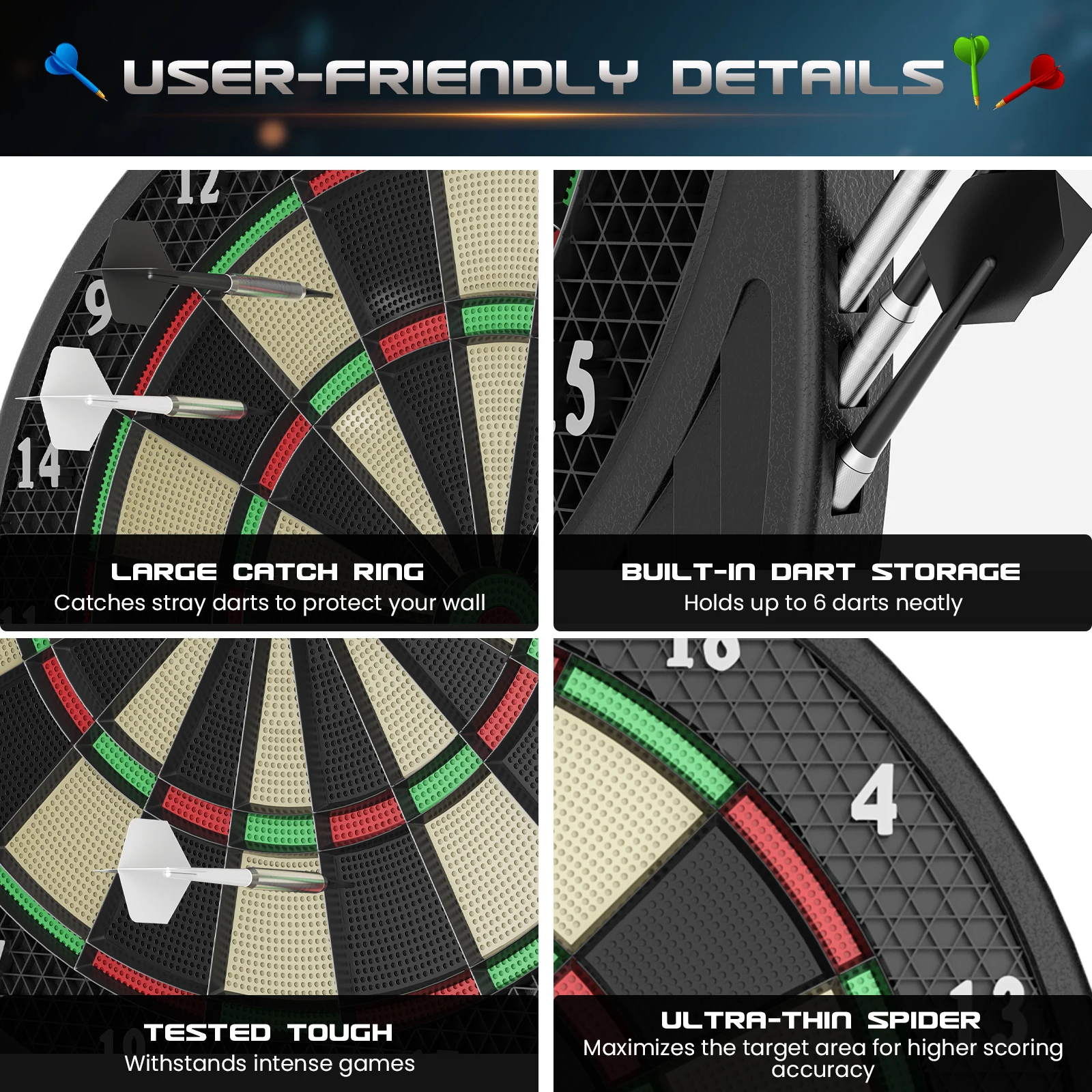 Elektronische Dartscheibe mit LCD-Display, professionelles Dartboard-Set für drinnen und draußen – Bild 5